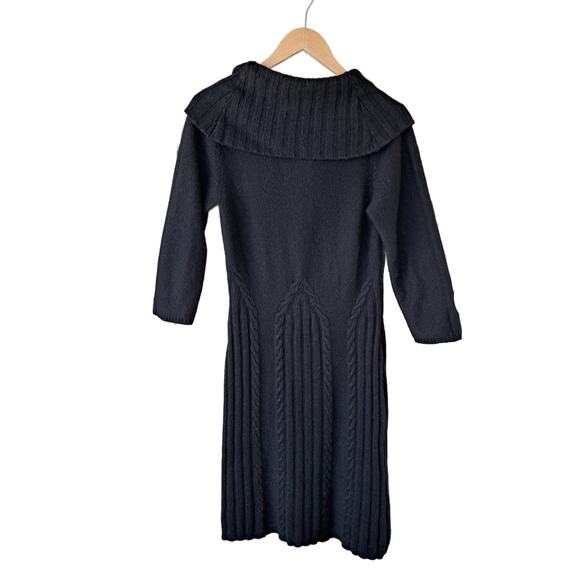 Anthropologie Sleeping on Snow Black Lancet Cowl Neck Sweater Dress Size Large - Picture 8 of 8